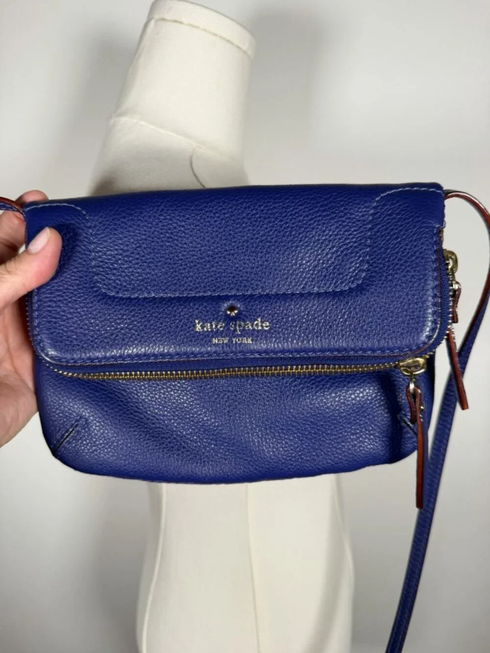 KATE SPADE purple pebbled leather foldover crossbody preppy purse designer